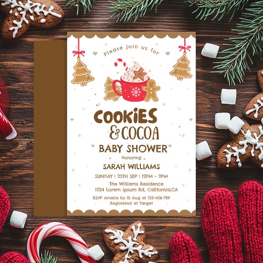 Invitation Pain d'hiver Baby shower cacao et biscuits