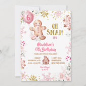 Invitation Pain d'hiver rose Floral Maison Fille Anniversaire (Devant)