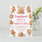 Invitation Pain d'Or rose Cookie Décoration Anniversaire (Debout devant)