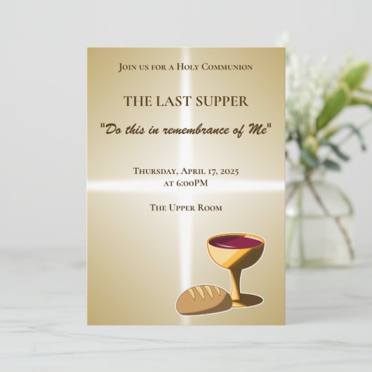 Invitation Pain et vin La Dernière communion de Pâques (Debout devant)