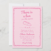 Invitation Pain Rose Tiré À La Main Dans Le Baby shower Fille (Devant)