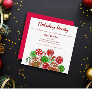 Invitation Pains d'épices de Noël rouge tendance