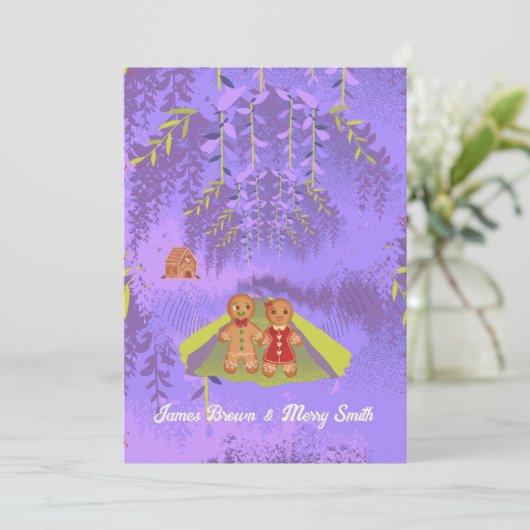 Invitation Pains d'épices en amour en chemin Mariage de forêt (Debout devant)