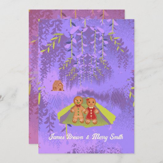 Invitation Pains d'épices en amour en chemin Mariage de forêt (Devant / Derrière)
