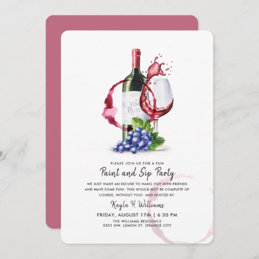 Invitation Paint and Sip Party (Devant / Derrière)
