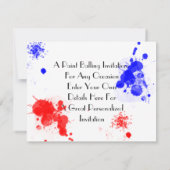 Invitation Paint Balling Party Red and Blue Paint Splats (Dos)
