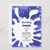 Invitation Paint Drops C'est une fête Bleu Art Anniversaire (Devant)