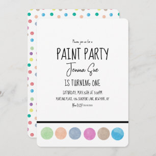 Invitation Paint Party aquarelle Palette Art Anniversaire