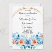 Invitation Paint Printemps Bleu Orange Floral Bridesservantes (Devant)