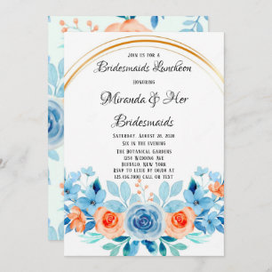 Invitation Paint Printemps Bleu Orange Floral Bridesservantes