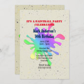 Invitation Paint Splatter Paintball Anniversaire (Devant / Derrière)