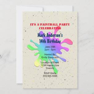 Invitation Paint Splatter Paintball Anniversaire