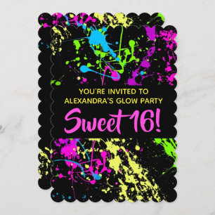 Invitation Paint Splatter Sweet 16 Anniversaire