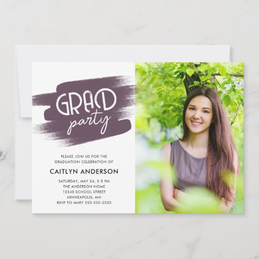 Invitation Paint Strokes Photo Grad Party (Devant)