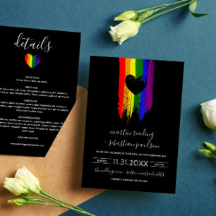 Invitation Paint Strokes Pride Drapeau et Coeur noir 2 en 1