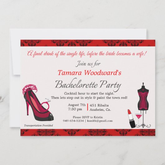 Invitation Paint the Town Bachelorette Party (Devant)