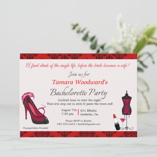 Invitation Paint the Town Bachelorette Party (Debout devant)
