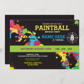 Invitation Paintball Anniversaire Fun Paint Ball (Devant / Derrière)