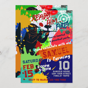 Invitation Paintball Anniversaire Invitation, Paintball Invit