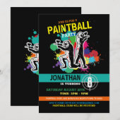 Invitation Paintball Anniversaire Paint Boys Girls (Devant / Derrière)