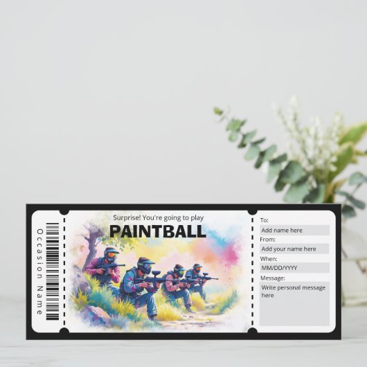 Invitation Paintball Gift Certificate (Debout devant)