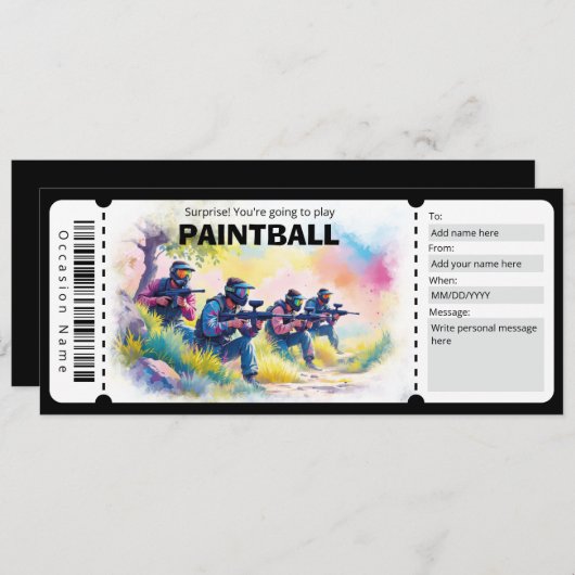 Invitation Paintball Gift Certificate (Devant / Derrière)