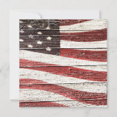 Invitation Painted American Flag on Rustic Wood Texture (Devant)