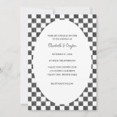Invitation Painted Black and White Check Pattern Wedding (Devant)