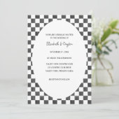 Invitation Painted Black and White Check Pattern Wedding (Debout devant)