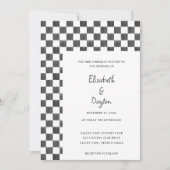 Invitation Painted Black and White Check Pattern Wedding (Devant)