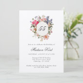 Invitation Painted Floral Crest 55e anniversaire (Debout devant)