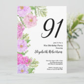 Invitation Painted Flower Custom Photo Template 91st Birthday (Debout devant)