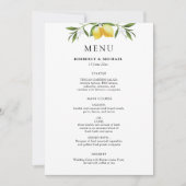Invitation Painted lemons greenery foliage wedding menu (Devant)