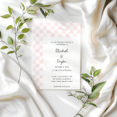 Invitation Painted Pink Checkerboard Pattern Wedding