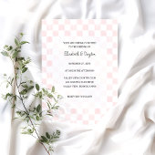 Invitation Painted Pink Checkerboard Pattern Wedding