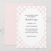 Invitation Painted Pink Checkerboard Pattern Wedding (Devant / Derrière)