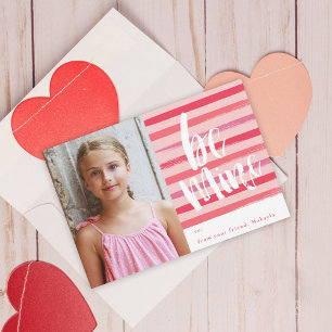 Invitation Painted stripe photo classroom valentine day card
