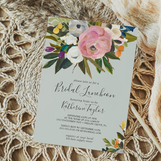 Invitation Painteté florale de déjeuner