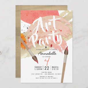 Invitation Painting Art Party Modern Chic GIrl Anniversaire