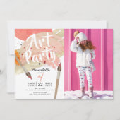 Invitation Painting Art Party Modern Chic Girl Photo Annivers (Devant)