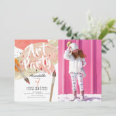 Invitation Painting Art Party Modern Chic Girl Photo Annivers (Debout devant)