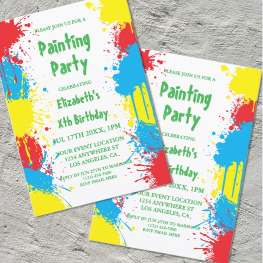 Invitation Painting Party Kids Birthday