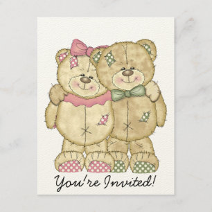 Invitation Paire d'ours en peluche - Couleurs originales