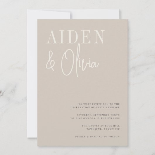 Invitation Paire moderne | Mariage de typographie de pierre n (Devant)