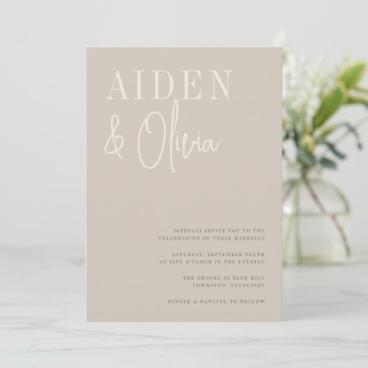 Invitation Paire moderne | Mariage de typographie de pierre n (Debout devant)
