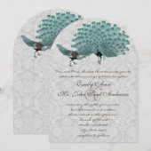 Invitation Paire Parfait Aqua Grey Peacock Élégance métalliqu (Devant / Derrière)