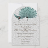 Invitation Paire Parfait Aqua Grey Peacock Élégance métalliqu (Devant)