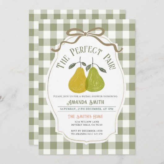 Invitation paire parfaite Pear nuptiale (Devant / Derrière)