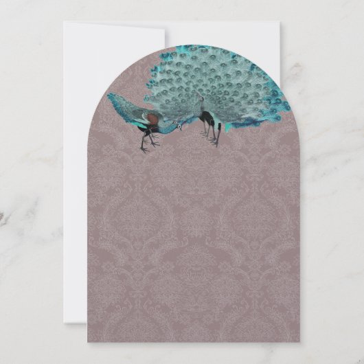 Invitation Paire parfaite Turquoise et Mink Damask Peacock (Dos)
