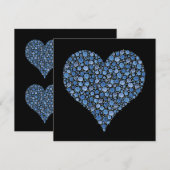 Invitation Paires de fiançailles de coeurs roses noir et bleu (Devant / Derrière)